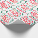 Personalized Modern Merry Christmas Calligraphy Wrapping Paper<br><div class="desc">Beautiful personalized Christmas design with the text Merry Christmas in modern script calligraphy features traditional red and green Christmas sprigs and berries on a white background. Simply add your name to this festive wrapping paper for all your Christmas gifts. Exclusively designed for you by Happy Dolphin Studio. If you need...</div>