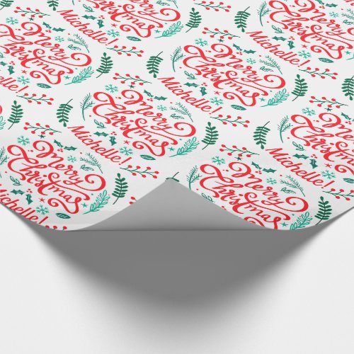 Personalized Modern Merry Christmas Calligraphy Wrapping Paper