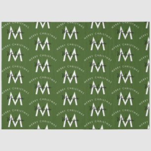 Personalized Modern Merry Christmas Green Monogram Tissue Paper