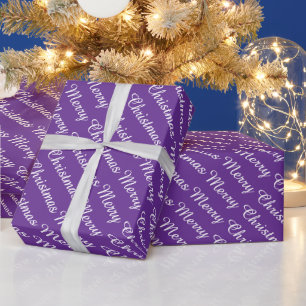 Personalized Modern Merry Christmas Purple Wrapping Paper