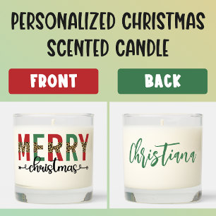 Personalized Modern Merry Christmas Scented Candle