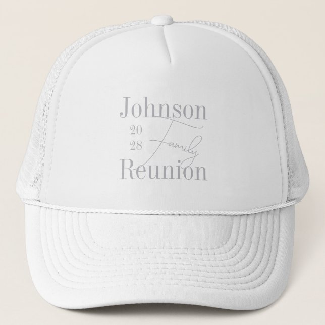 Personalized Modern Minimal Family Party Trucker Hat (Front)