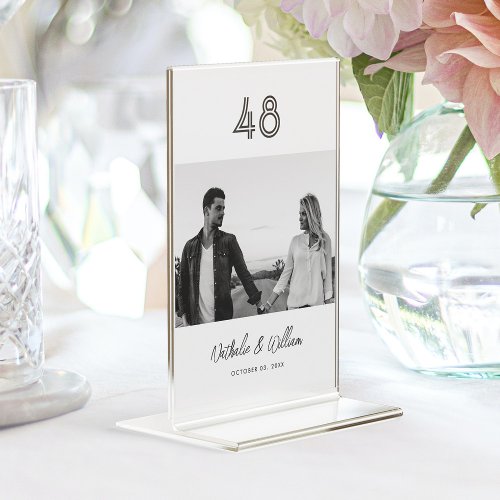 Personalized Modern Minimal Photo Wedding Table Number