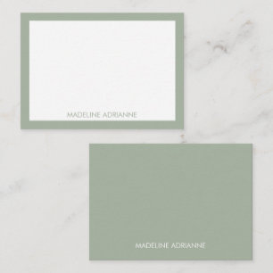 Personalized Modern Minimal Sage Green Name Note Card