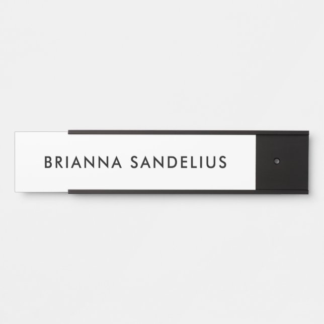 Personalized modern minimalist black script name door sign (Front)