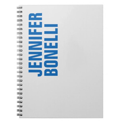 Personalized Modern Minimalist Bold Text Blue Notebook