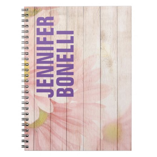 Personalized Modern Minimalist Bold Text Floral Notebook