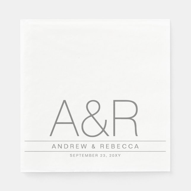 Personalized Modern Minimalist Gray White Napkins (Front)