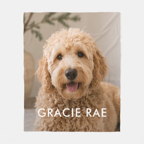 Personalized Modern Minimalist Pet Photo Fleece Blanket
