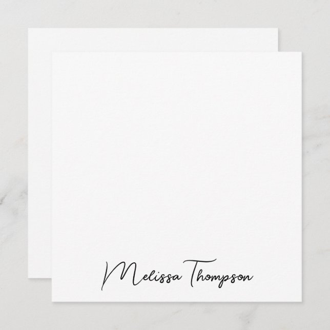 Personalized Modern Minimalist Script Note Card (Front/Back)