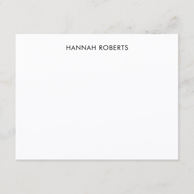 Personalized Modern Minimalist Simple Chic Note Card (Front)