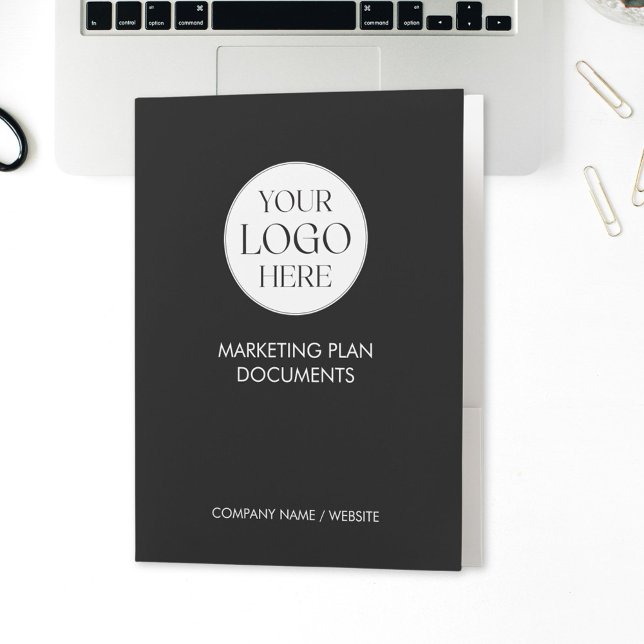 Personalized Modern Minimalist Simple Company Logo Pocket Folder (In situ)