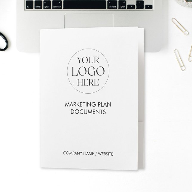 Personalized Modern Minimalist Simple Company Logo Pocket Folder (In situ)