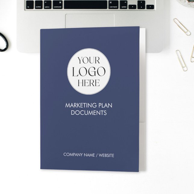 Personalized Modern Minimalist Simple Company Logo Pocket Folder (In situ)