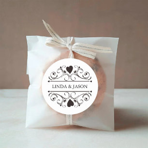Personalized Modern Minimalist Wedding Classic Round Sticker
