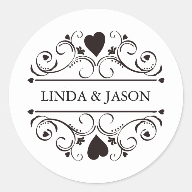 Personalized Modern Minimalist Wedding Classic Round Sticker (Front)