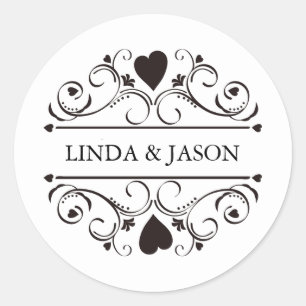 Personalized Modern Minimalist Wedding Classic Round Sticker