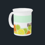 Personalized Modern Mint Green Citrus Fruit Slices Drink Pitcher<br><div class="desc">This design features a pattern of summer citrus fruit slices: orange,  lemon,  and lime. The original food illustration with personalized text makes a modern and unique beverage pitcher.</div>