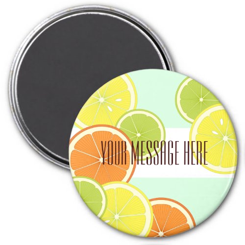 Personalized Modern Mint Green Citrus Fruit Slices Magnet