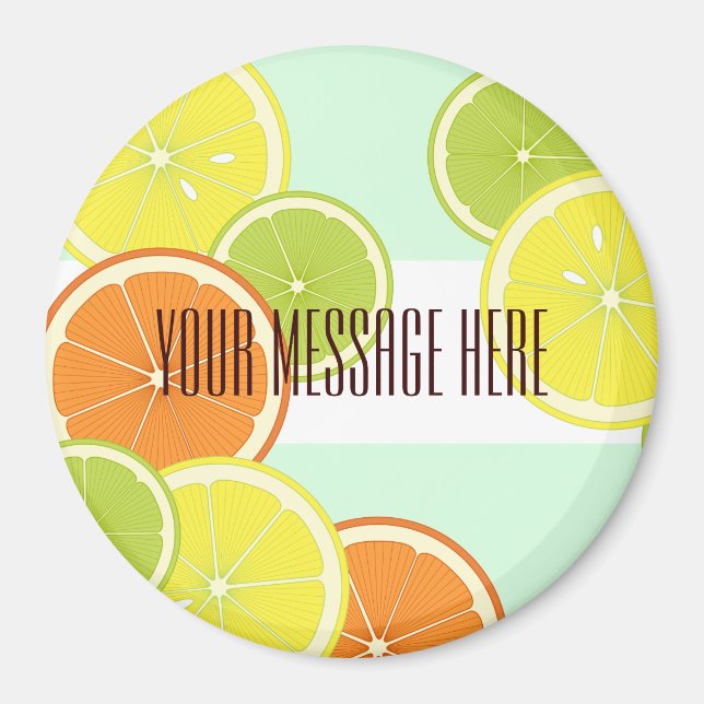 Personalized Modern Mint Green Citrus Fruit Slices Magnet (Front)