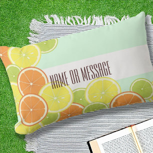 Personalized Modern Mint Green Citrus Fruit Slices Outdoor Pillow