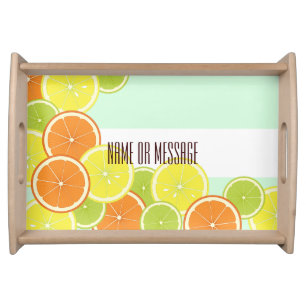 Personalized Modern Mint Green Citrus Fruit Slices Serving Tray