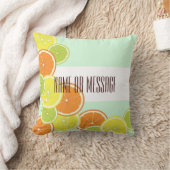 Personalized Modern Mint Green Citrus Fruit Slices Throw Pillow (Blanket)