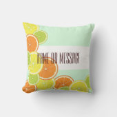 Personalized Modern Mint Green Citrus Fruit Slices Throw Pillow (Front)