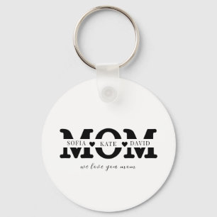 Personalized Modern Mom Kids Name Mothers Day Keychain