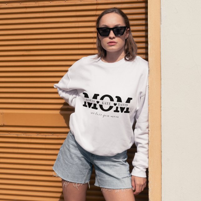 Personalized Modern Mom Kids  Name Mothers Day  Sweatshirt (Creator Uploaded)