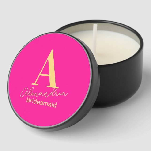 Personalized Modern Monogram Bridesmaid Mini Candle Favors (Corner)