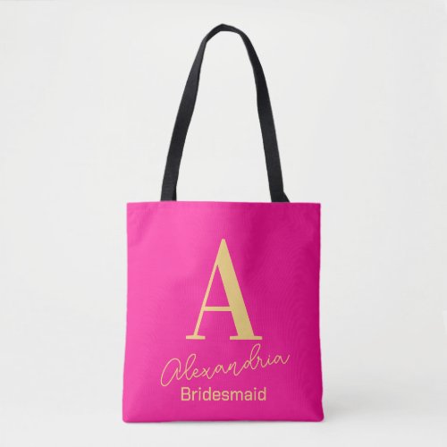 Personalized Modern Monogram Bridesmaid Tote Bag
