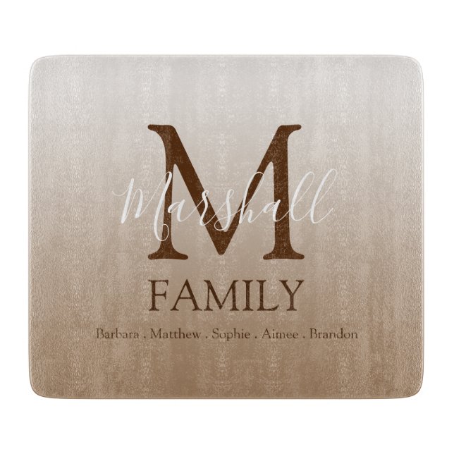 Personalized Modern Monogram Cutting Board (Front)