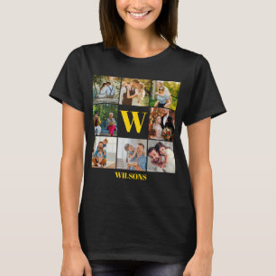 Personalized Modern Monogram Family Photo Collage T-Shirt
