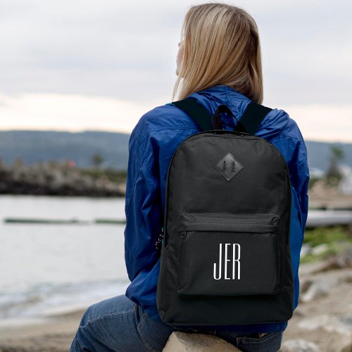 Personalized Modern Monogram Letter Initials White Port Authority Backpack