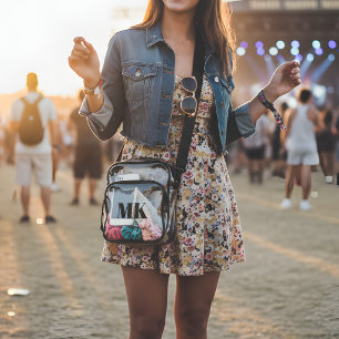 Personalized Modern Monogram "MK" Clear Stadium  Clear Crossbody Bag