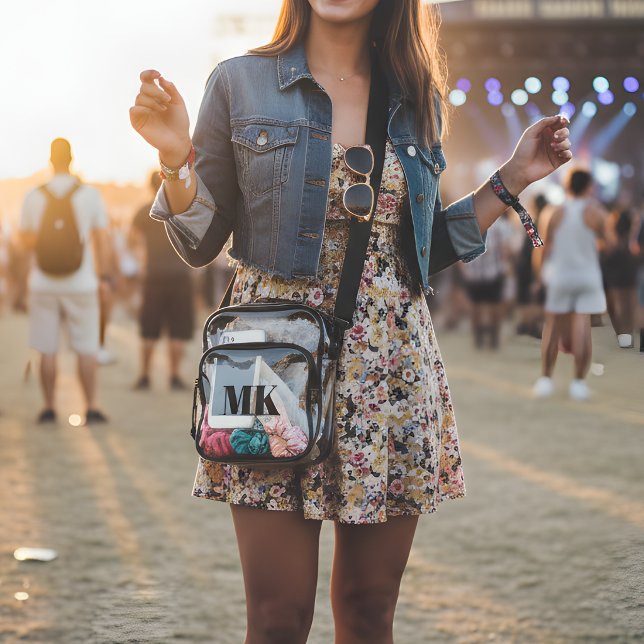 Personalized Modern Monogram "MK" Clear Stadium  Clear Crossbody Bag (Creator Uploaded)