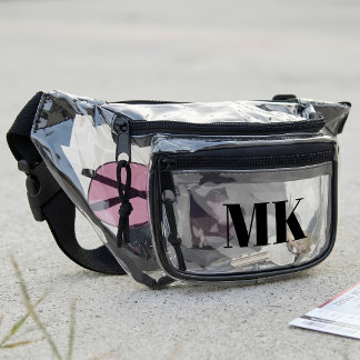 Personalized Modern Monogram "MK" Clear Stadium Clear Fanny Pack