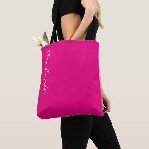Personalized Modern Monogram Neon Pink and Orange Tote Bag