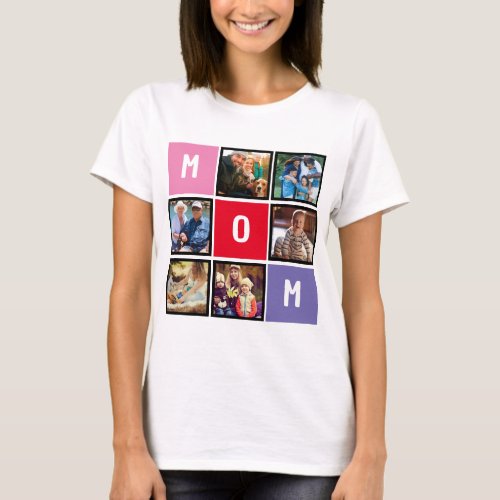 Personalized Modern Mothers day Mom Photo Collage T_Shirt