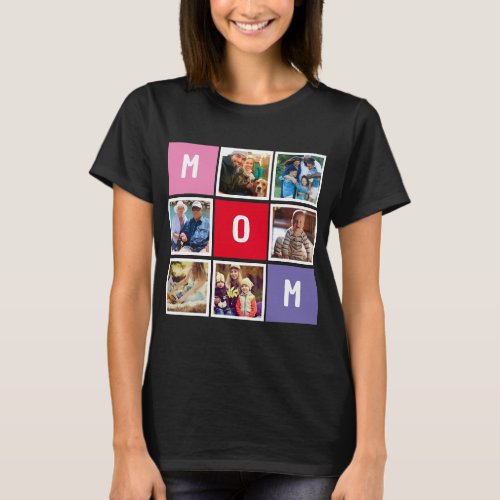 Personalized Modern Mothers day Mom Photo Collage T_Shirt