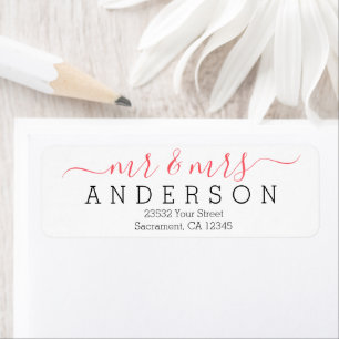 Personalized Modern Mr and Mrs Family Name Return Label