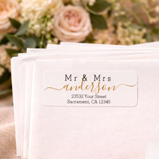 Personalized Modern Mr and Mrs Family Name Return Label