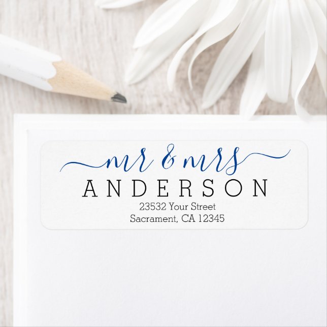 Personalized Modern Mr and Mrs Family Name Return Label (Insitu)
