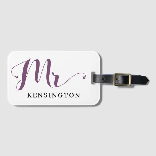 Personalized Modern Mr Newlywed Typography Luggage Tag