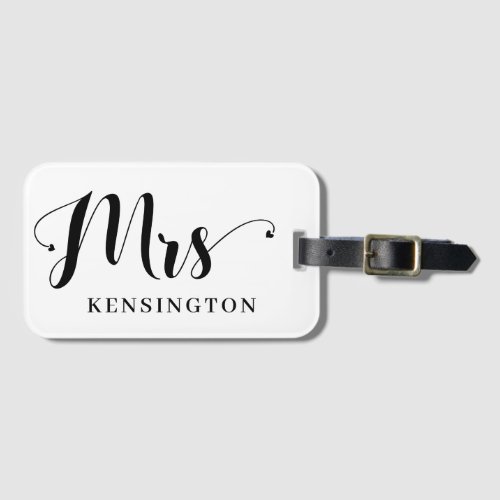 Personalized Modern Mrs Newlywed Typography Luggage Tag
