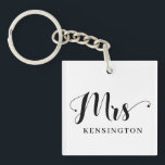 Personalized Modern Mrs Newlywed Typography Photo Keychain<br><div class="desc">Personalized Modern Mrs Newlywed Typography Photo Keychain featuring elegant script and your custom name and photo. Fully customizable - from fonts to colors to backgrounds.</div>