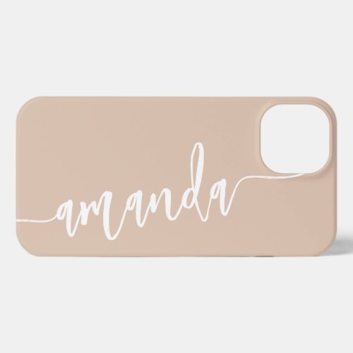 Personalized Modern Name Beige iPhone 13 Case