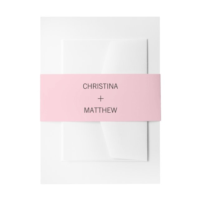 Personalized Modern NAME Black Blush PINK Wedding Invitation Belly Band (Front Example)