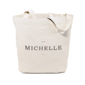 Personalized Modern Name Cotton Canvas Tote Bag (Front)